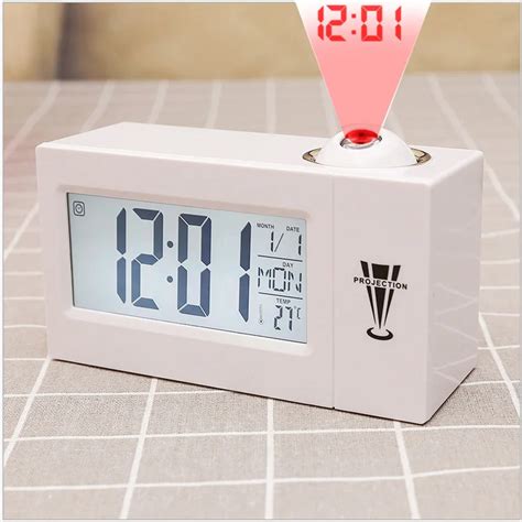 LED Digital Projection Alarm Clock Talking Nixie Electronic Desk Clock With Time Projection ...