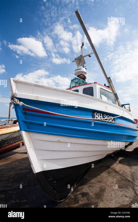 Fishing boats on the slipway to the beach at Filey, East Yorkshire Stock Photo - Alamy