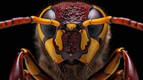 Premium AI Image | Macro shot of head of a insect Isolated on black ...