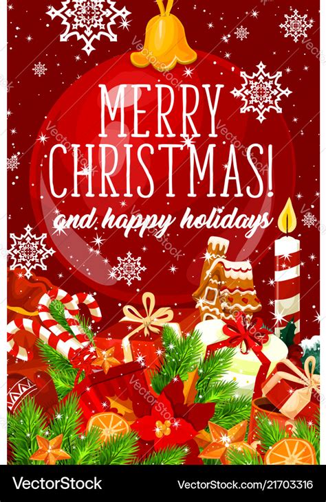 Merry christmas gifts greeting card Royalty Free Vector