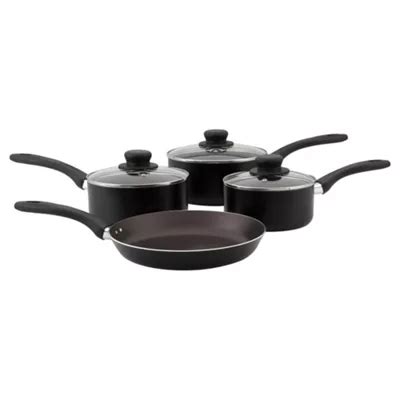 Buy Tesco 3 piece Non-stick Aluminium Saucepan Set with 25cm Frying Pan ...