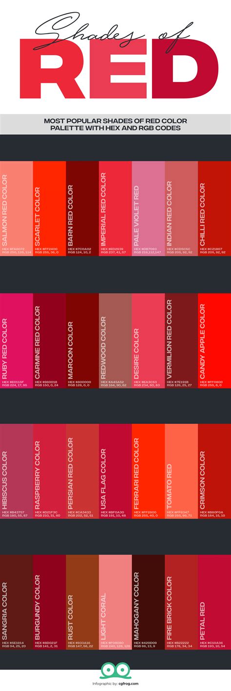 28 Shades of Red Color, Correct Name of All Red Colors with HEX and RGB ...