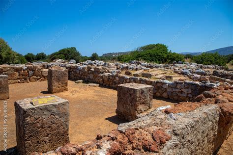 Ancient archaeological site in Crete with stone ruins Stock Photo | Adobe Stock