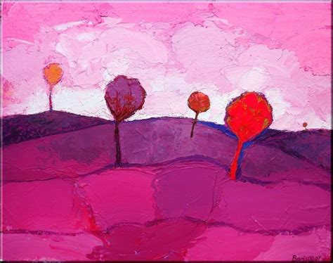 Pink Landscape Painting at PaintingValley.com | Explore collection of ...