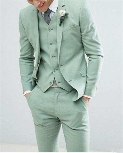 Pastel Mint Green Fashion Menswear Formal Tuxedos 3 Pieces Suits for S ...