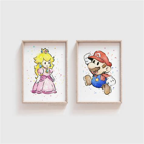 Mario Art Mario and Yoshi Print Set Video Game Art Yoshi | Etsy