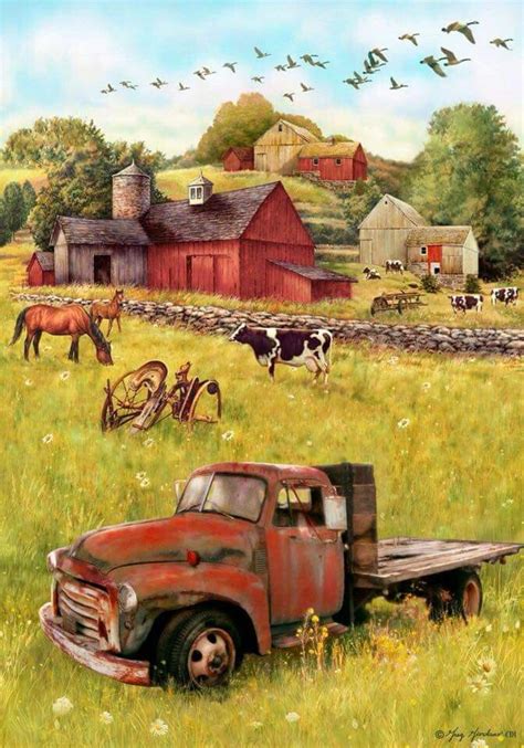 Country Life | Farm scene painting, Farm art, Farm paintings