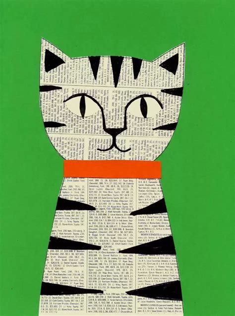 Newspaper Collage Cat · Art Projects for Kids