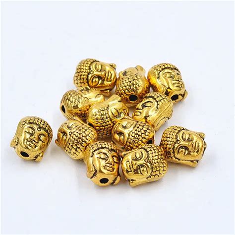 Free Shipping Wholesale 50pcs/lot Antique silver gold buddha Beads ...