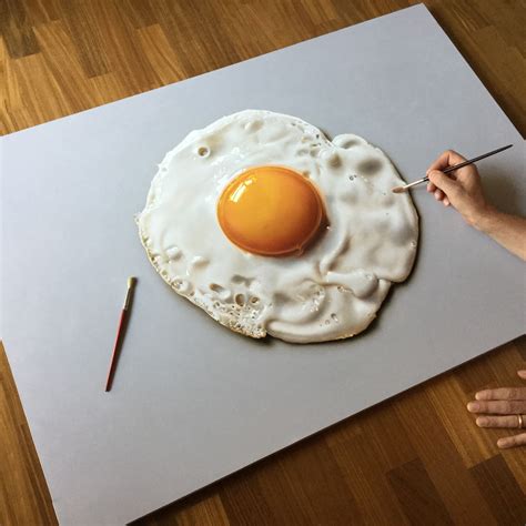 Fried Egg oil and acrylic on canvas | Hyperrealism paintings, Realistic art, Realistic drawings