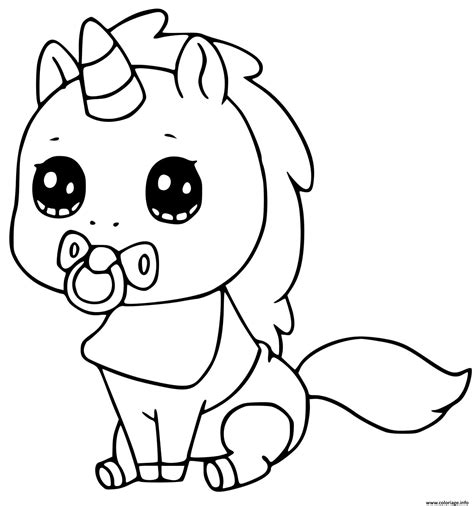 Coloriage bebe licorne kawaii - JeColorie.com