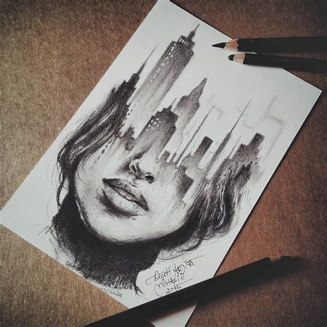 Image result for drawing ideas head skyline woman Cool Sketches, Cool ...