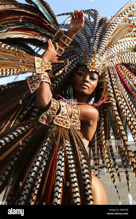 Model Soowan Bramble performs in a costume during Carnival in Trinidad ...