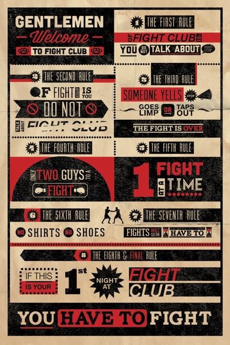 Poster FIGHT CLUB RULES INFOGRAPHIC | Wall Art, Gifts & Merchandise | UKposters