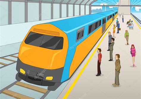 Train Station In Cartoon Style Stock Vector by ©rudall30 93727752