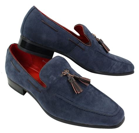 Mens Suede Loafers Driving Shoes Slip On Tassle Design Leather Smart ...