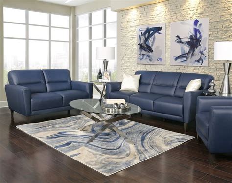 Jasper Blue 3 Piece Leather Living Room