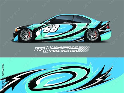 Racing car wrap design vector. Graphic abstract stripe racing background kit designs for wrap ...