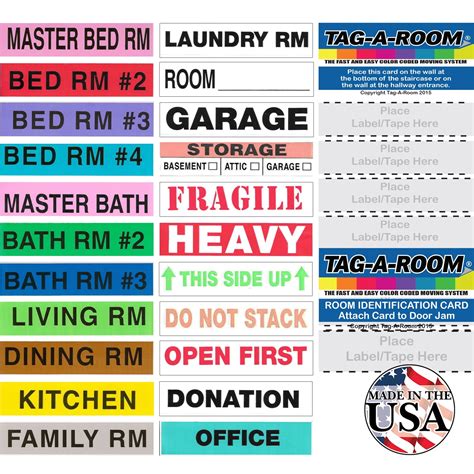 Tag-A-Room Color Coded Home Moving Box Labels with Door IDs, 1150 Count Moving Stickers, Moving ...