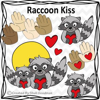 Raccoon Kiss clip art - kissing Hand by CloudySkiesSunnyMoments Shuli Goodman