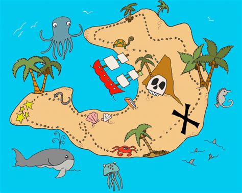 Treasure Island Map Kids Coloring Page Stock Photo, Picture And intended for Children's Treasure ...