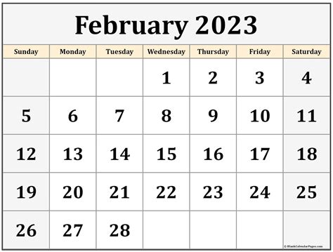 Printable February 2023 Calendar Free 12 Templates Free Printable | Images and Photos finder