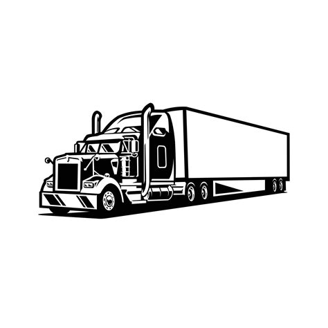 Semi Truck, 18 Wheeler, Freight Tow Trailer Monochrome, Silhouette Vector 14402188 Vector Art at ...