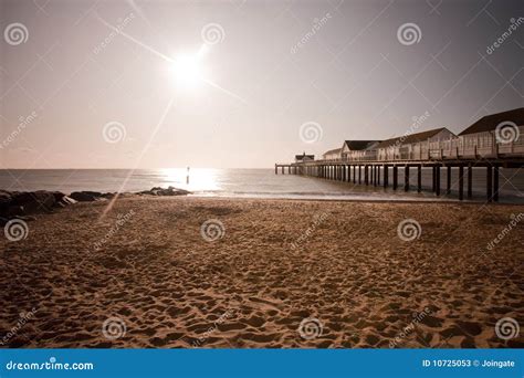 Southwold beach and pier stock image. Image of ocean - 10725053