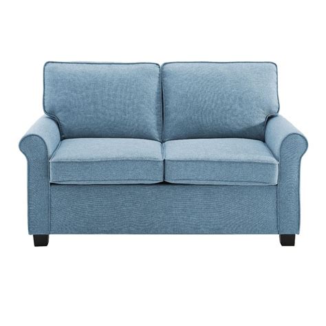 Mainstays Traditional Loveseat Sleeper with Memory Foam Mattress, Light Blue - Walmart.com in ...