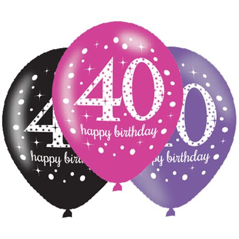 6 x 40th Birthday Balloons Black Pink Lilac Party Decorations Age 40 Balloons | eBay