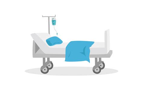 Hospital bed clipart cartoon style. Simple medical bed with IV fluid flat vector illustration ...