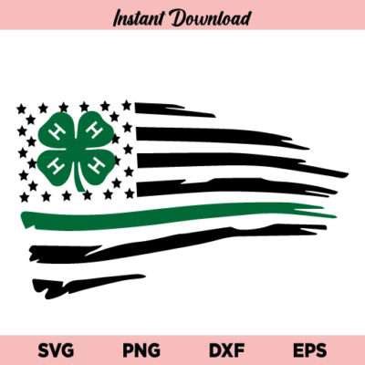 4 H Clover Distressed US Flag SVG, 4 H Clover Flag SVG, 4 H Flag SVG, 4 H Clover SVG, Distressed ...