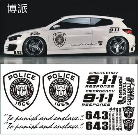 HOT selling!! Personalized modification car styling super cool police 911 car sticker /car decal ...