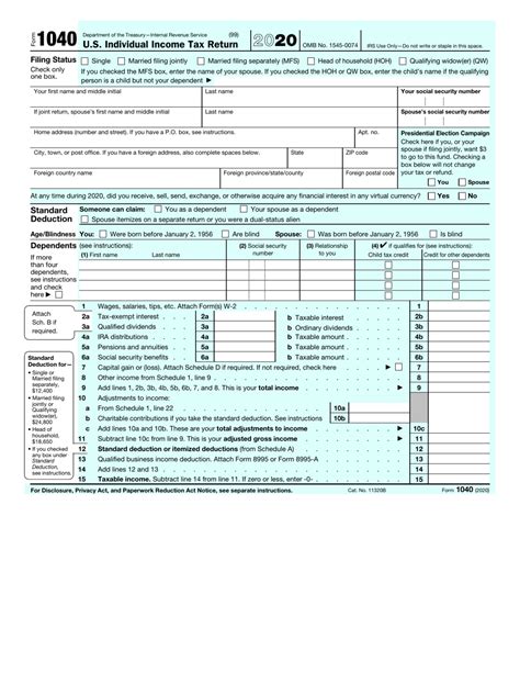 IRS Form 1040 Download Fillable PDF or Fill Online U.S. Individual ...