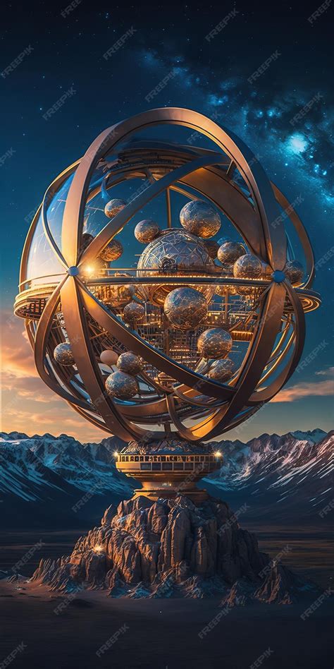 Premium AI Image | A painting of a sphere with the words science fiction on it