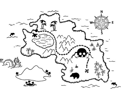 Real Treasure Hunts: Cryptic Treasures: Treasure Map Coloring Pages