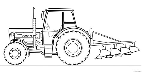 Plow tractor drawing – Line art illustrations