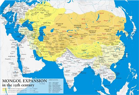 Map of Mongol empire expansion in the 13th Century [2438x1662] : r/TheGoldenHorde