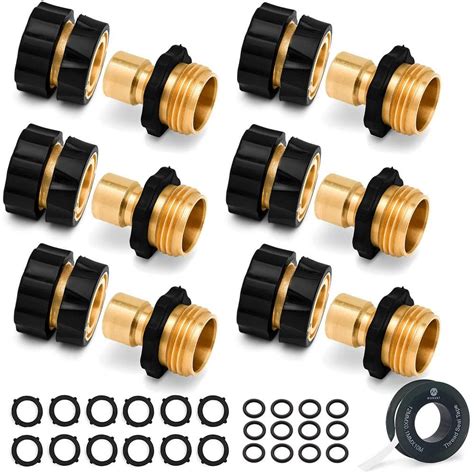 Morvat Brass Quick Connect Hose Connector Set, Easily Add Attachments to Garden Hose (Pack of 6 ...