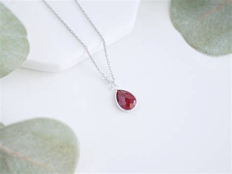 Ruby Necklace Natural Ruby Pendant Necklace Red Stone Necklace - Etsy