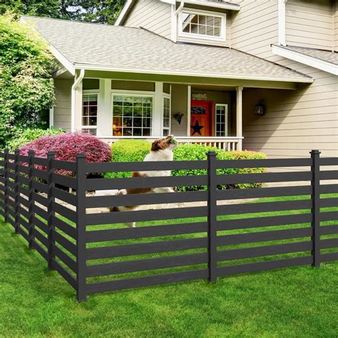 LUE BONA Ares 38 in. x 46 in. Black Garden Fence W/Post And No-Dig Steel Cone Anchor Recycled ...