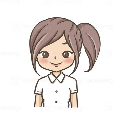 cartoon girl portrait doodle kawaii anime coloring page cute illustration clip art character Art ...