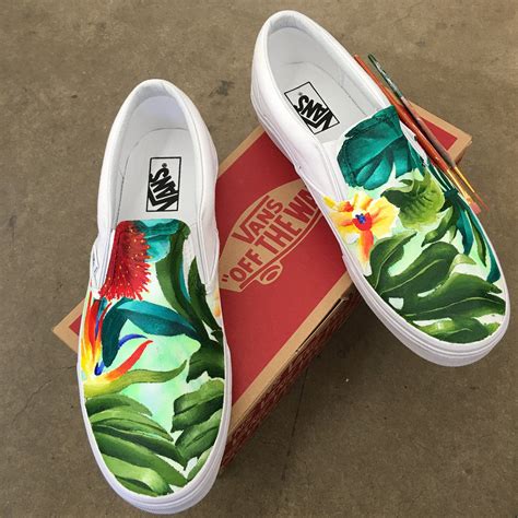 Custom Painted Tropical Slip On Vans – B Street Shoes