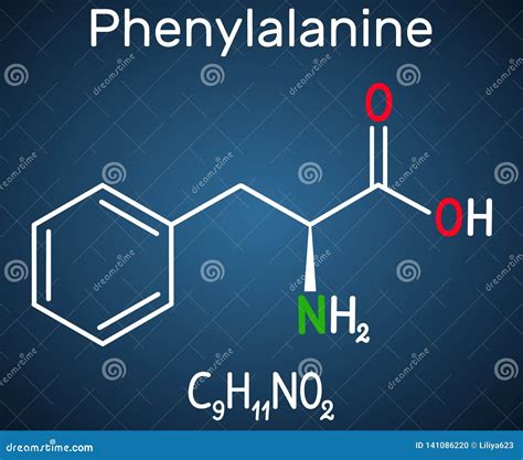 Phenylalanine L-phenylalanine, Phe , F Amino Acid Molecule. Structural Chemical Formula on the ...