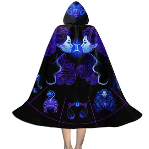 Gemini Zodiac Sign Kids Christmas Halloween Costume Witch Cosplay Hooded Cloak Party Robe with ...