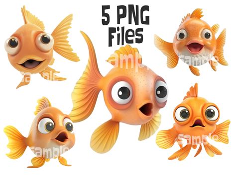 Adorable Goldfish Clipart Collection, Goldfish PNG, Cute Goldfish, Funny Fish PNG, Transparent ...