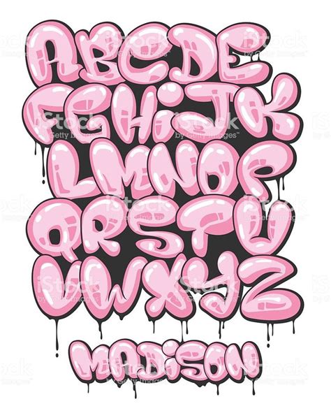 Graffiti bubble shaped alphabet set. | Fuente de grafitti, Diseños de graffiti, Letras graffiti