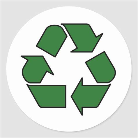 Recycle Logo Recycling Circle with Arrows Symbol Labels Round Self Adhesive Stickers Green White ...