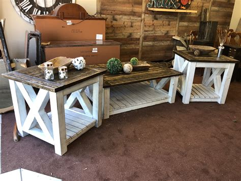 Rustic, distressed farmhouse coffee and end tables by NailBender’s in Amarillo, tx | Farm house ...