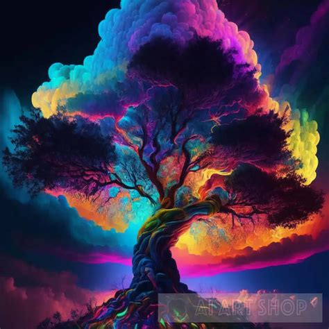 Vibrant rainbow tree of life